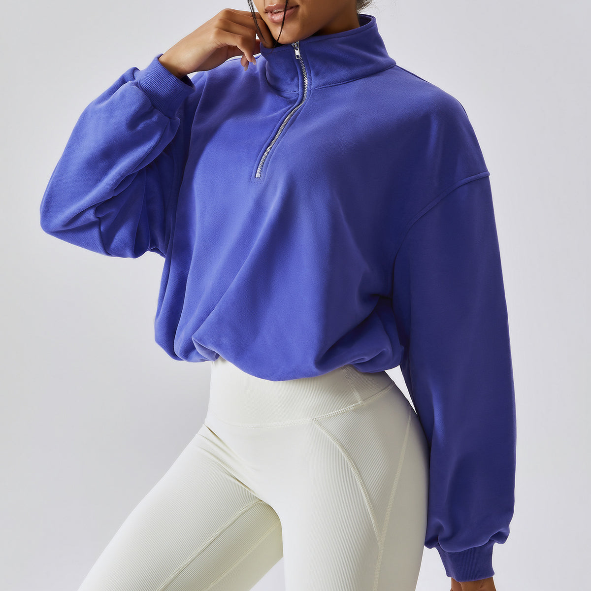 Pullover High Neck Fitness Sports Sweatshirt For Women