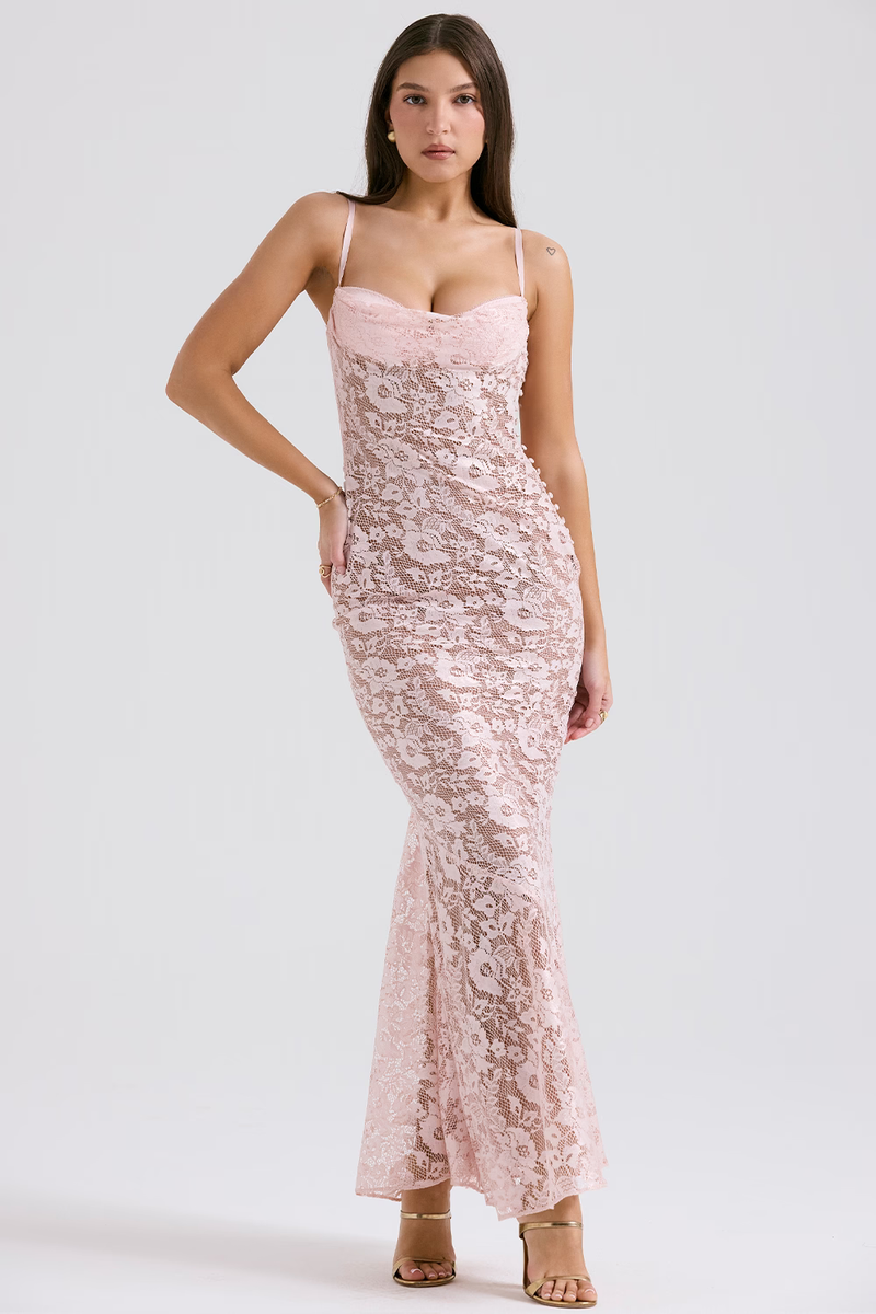 Sofia Lace Backless Maxi Dress