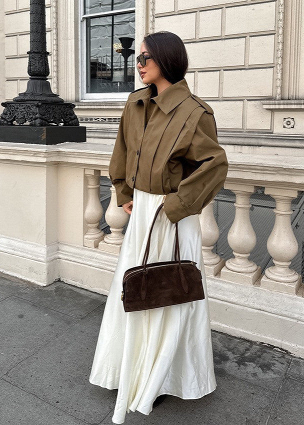 Maren - Cropped High Neck Button Up Jacket