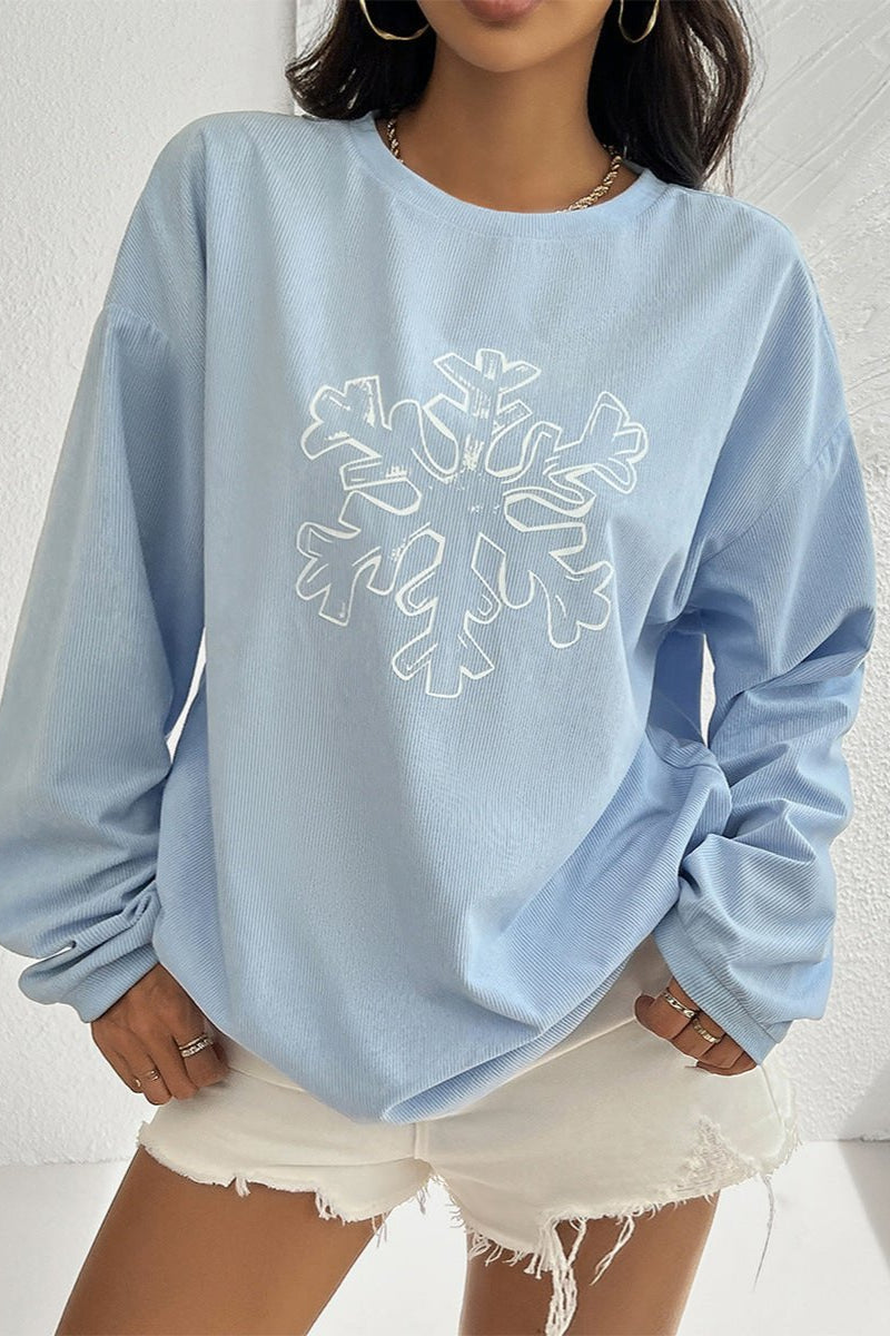 Frosty Snowflake Graphic Pullover Sweater