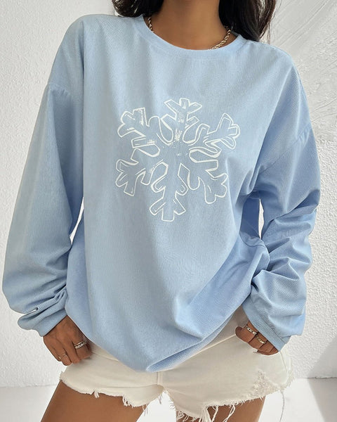 Frosty Snowflake Graphic Pullover Sweater