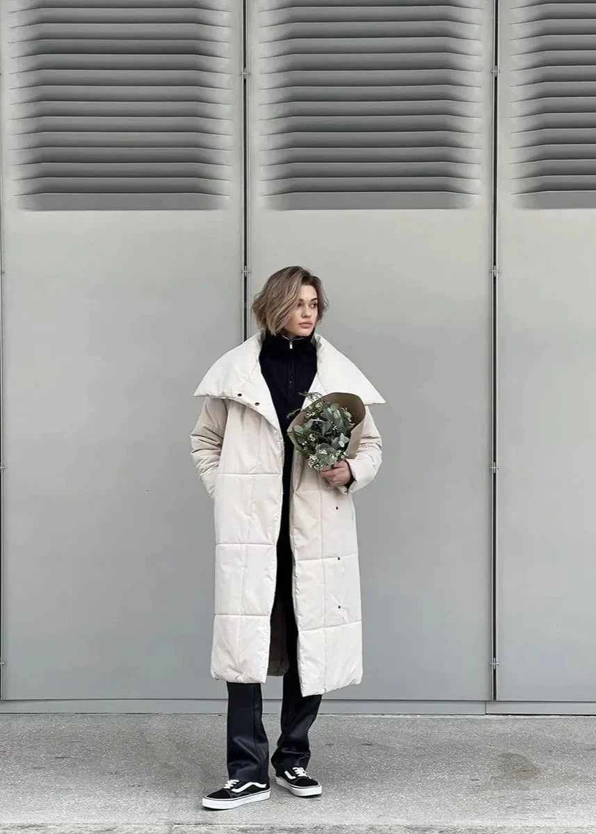 Belted Oversized Stand Collar Coat