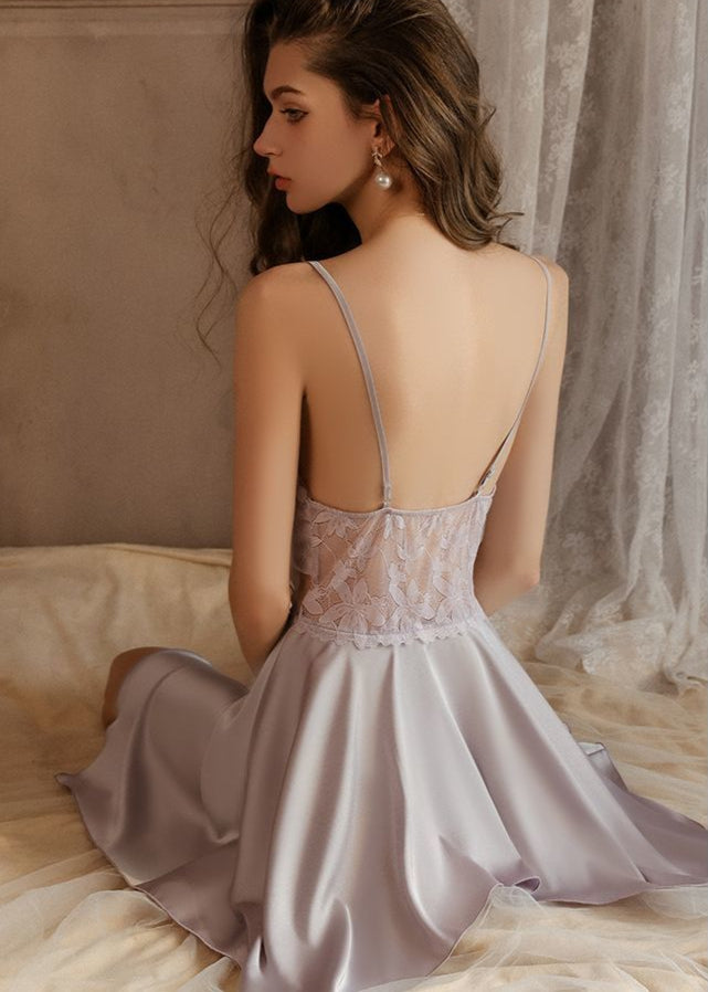 Celestine - Butterfly Embroidered Satin Sleepwear Set