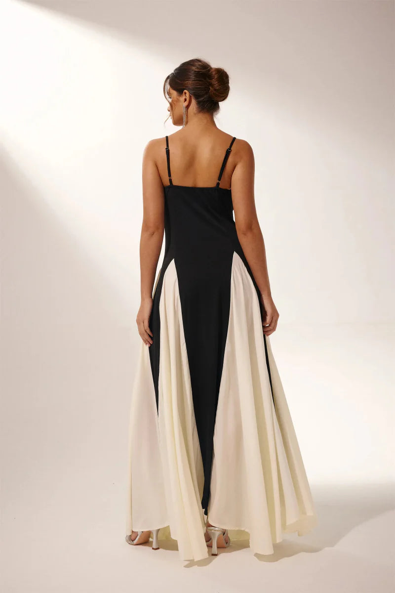 Isabella - Panelled Tulle A-line Slip Maxi Dress