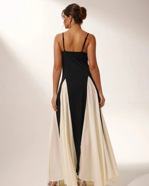 Isabella - Panelled Tulle A-line Slip Maxi Dress