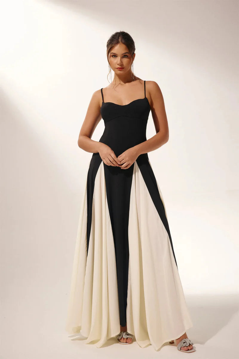 Isabella - Panelled Tulle A-line Slip Maxi Dress