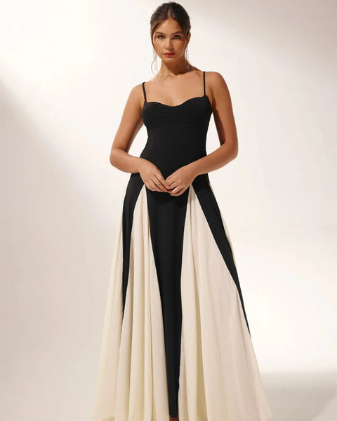 Isabella - Panelled Tulle A-line Slip Maxi Dress