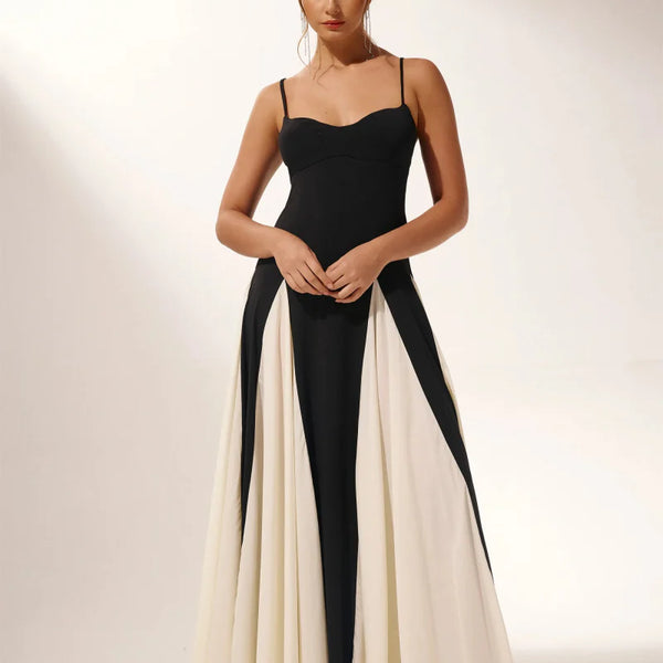 Isabella - Panelled Tulle A-line Slip Maxi Dress