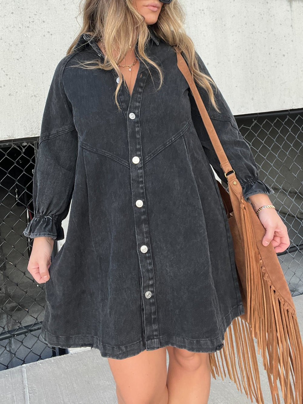 Havana Breeze – Button-Up Denim Dress - VibeSoothe