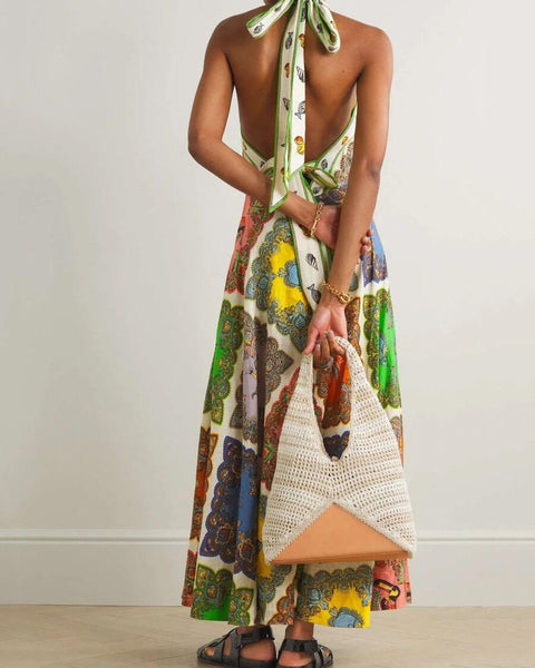 Savannah - Printed Halterneck Midi Dress