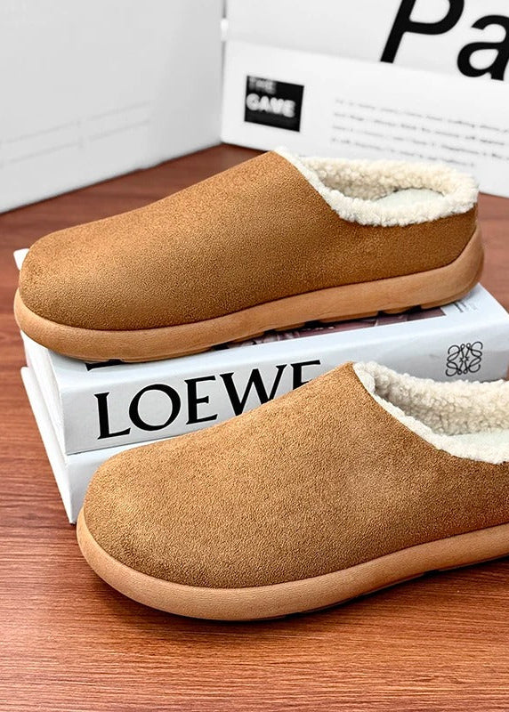 Suede-Look Sherpa-Lined Clog Slippers