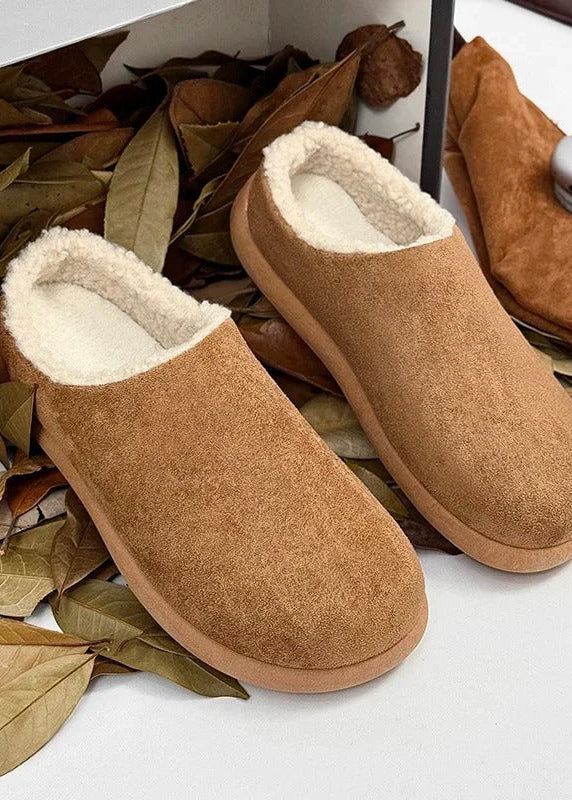 Suede-Look Sherpa-Lined Clog Slippers
