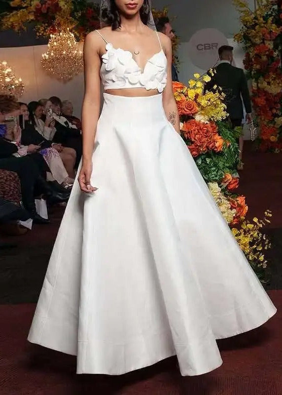 Coral Floral Two-Piece Set – Crop Top and Maxi Skirt Summer Outfit