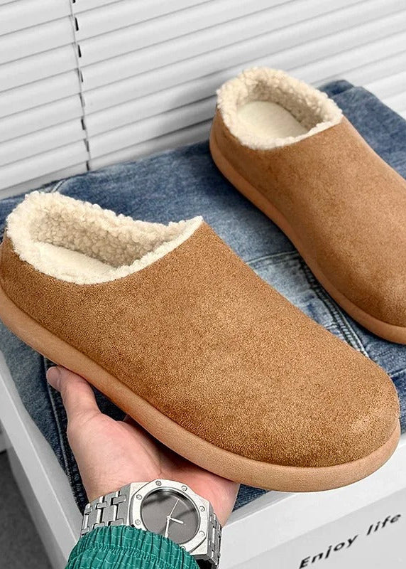 Suede-Look Sherpa-Lined Clog Slippers