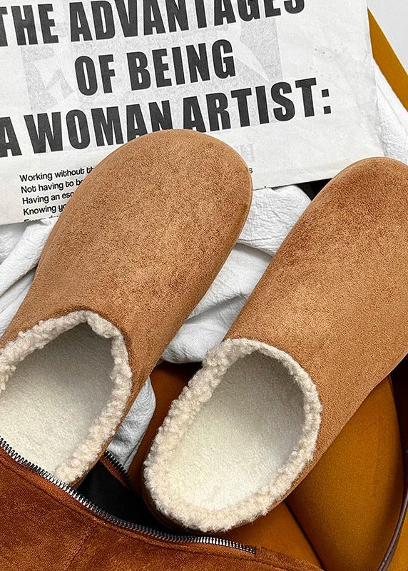 Suede-Look Sherpa-Lined Clog Slippers