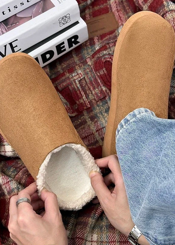 Suede-Look Sherpa-Lined Clog Slippers