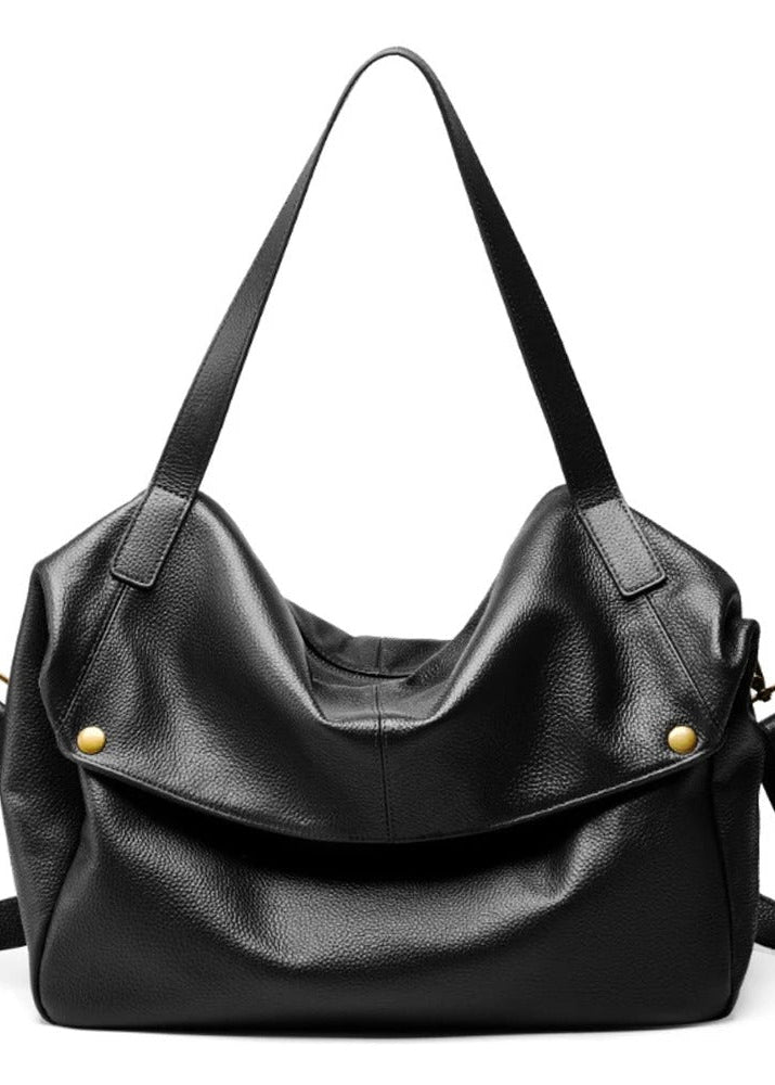 Brown Pebbled Leather Shoulder Bag with Removable Crossbody Strap