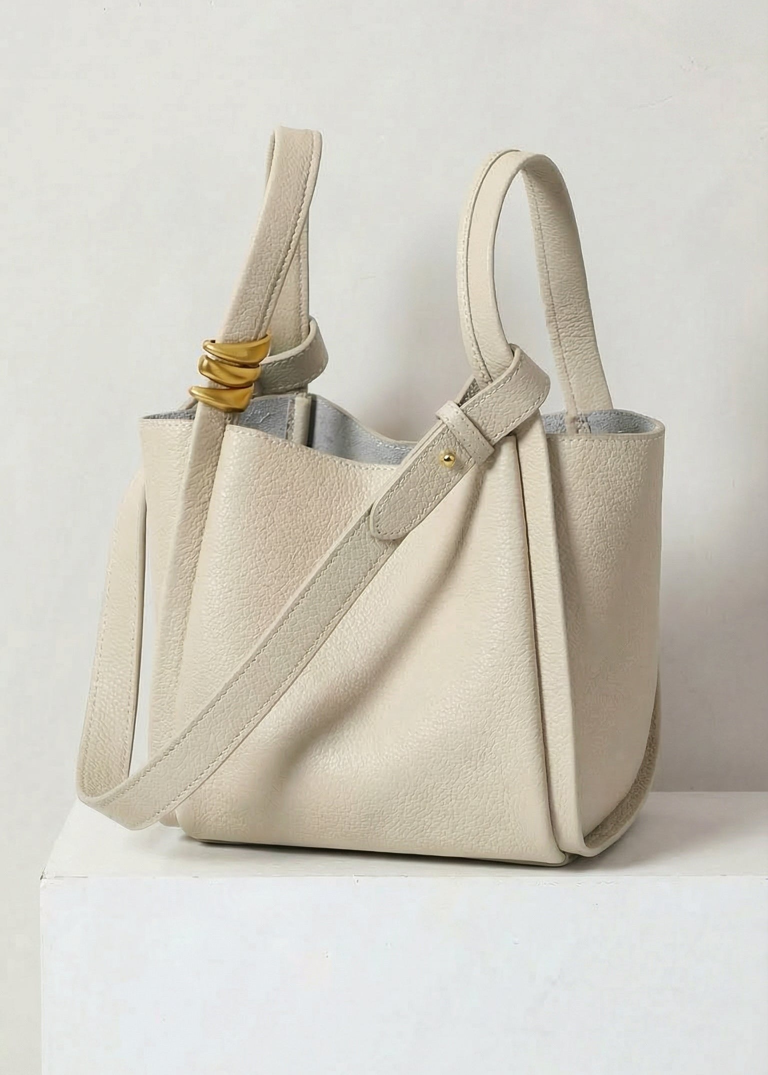 luxury genuine leather bucket tote bag minimalist designer women handbag