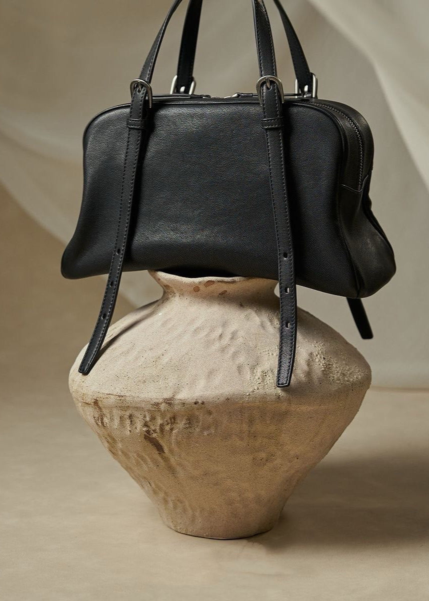 Bolso de Hombro Negro Minimalista – Bolso de Mano de Cuero PU con Correa Ajustable