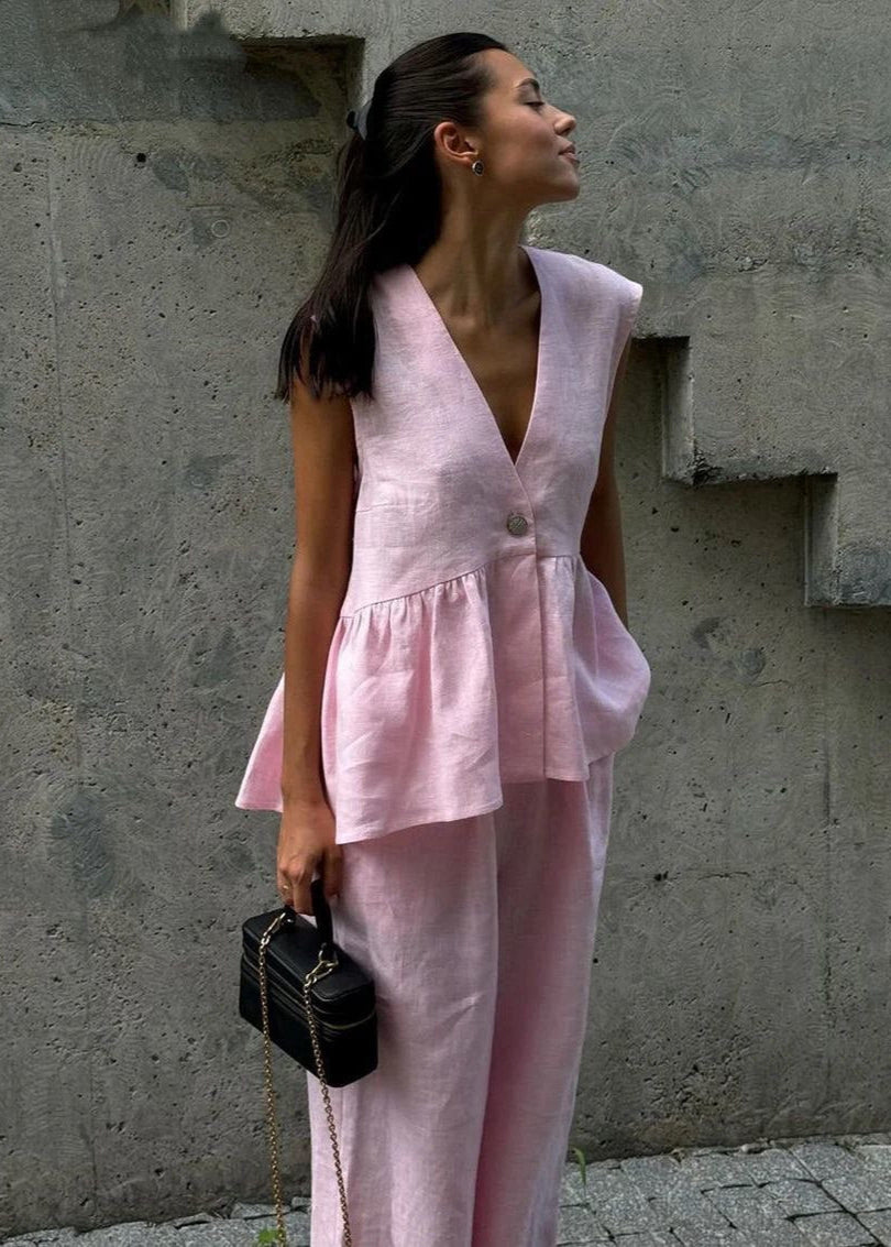 Arlise - Flowy Sleeveless Linen Set