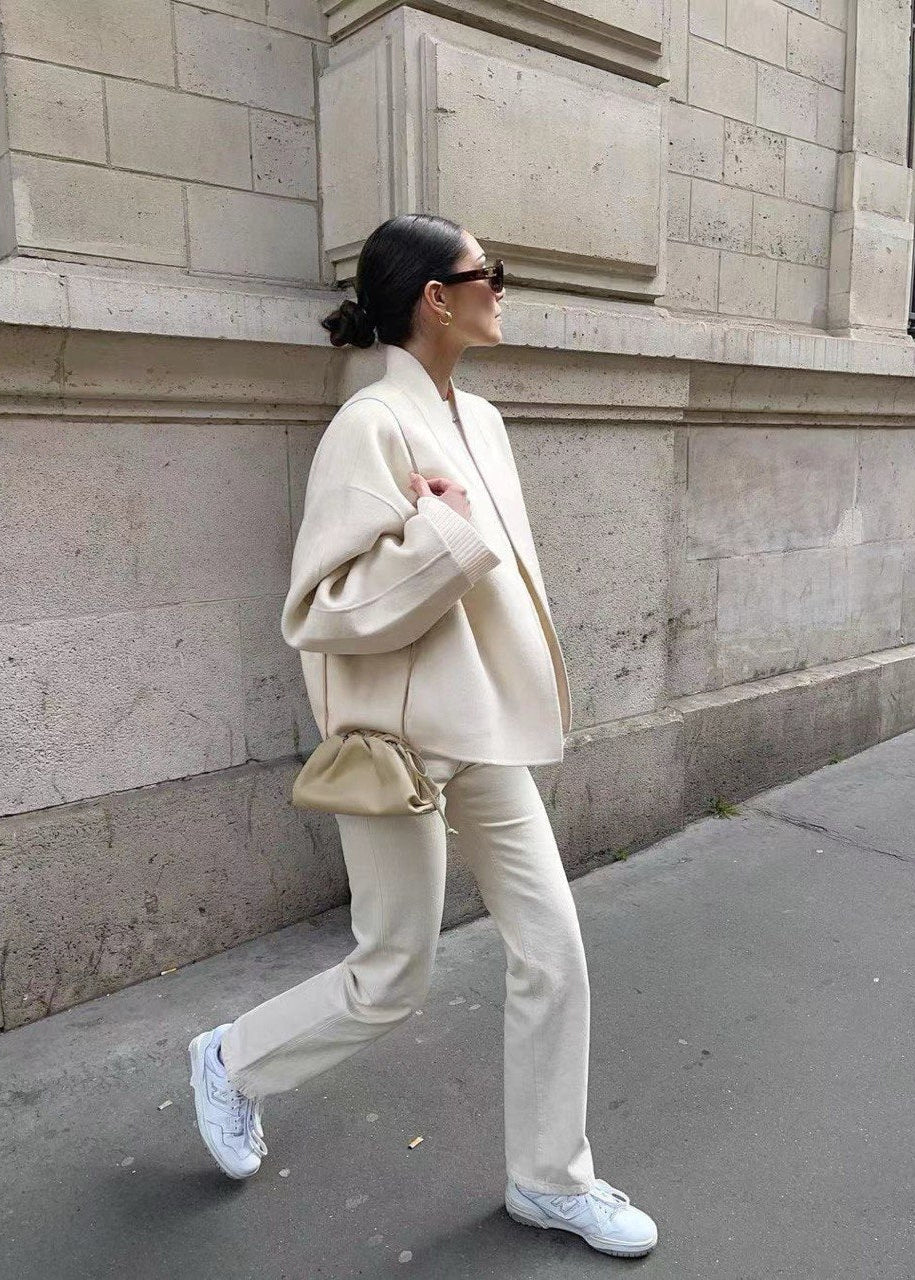 Luxe Drape Collar Jacket – Oversized Minimalist Fit
