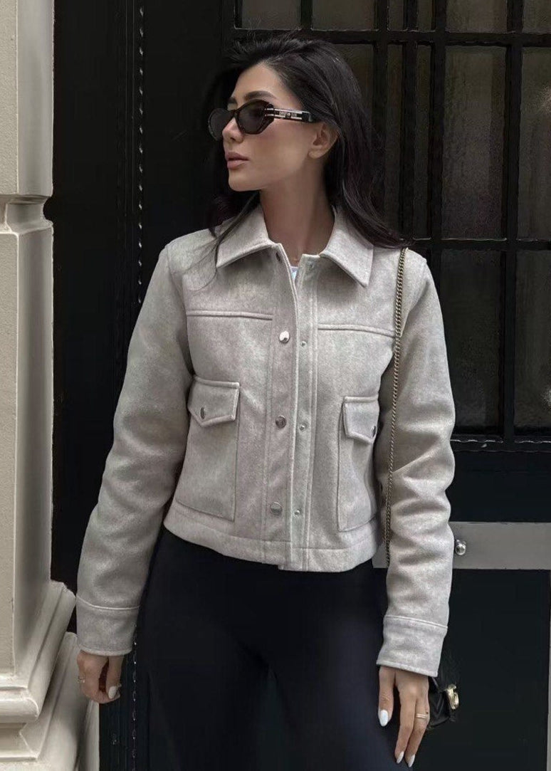 Stone Atlas – Boxy Wool-Blend Jacket with Front Flap Pockets