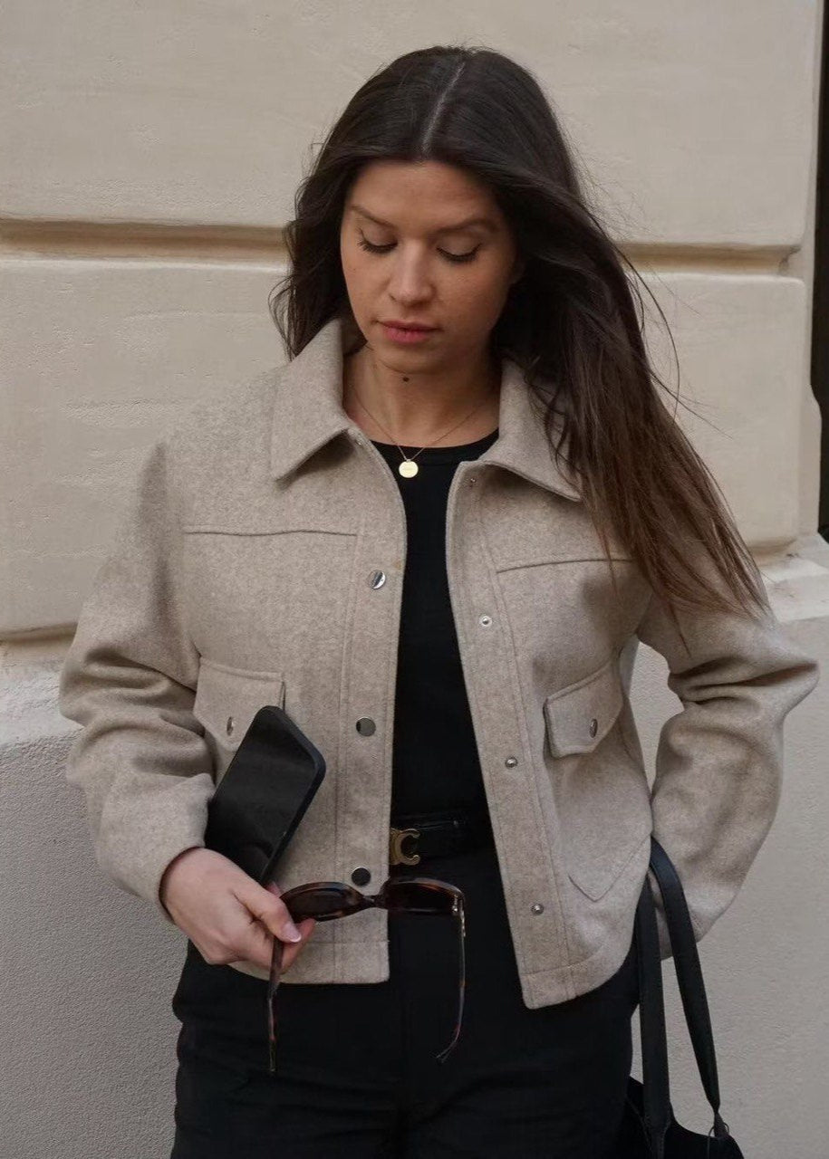 Stone Atlas – Boxy Wool-Blend Jacket with Front Flap Pockets