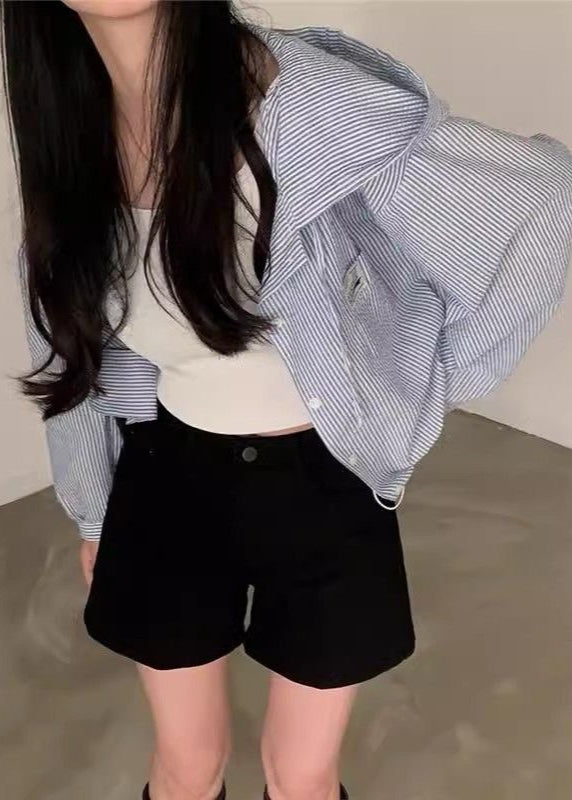Seaside Stripe Hooded Jacket – Relaxed Button-Up with Drawstring Hem