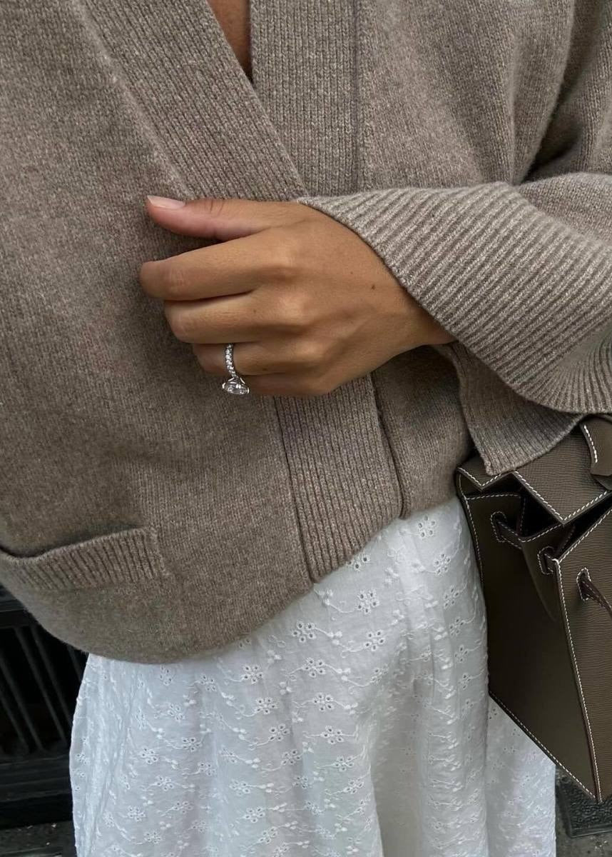 Heatherwood - Ribbed Knit V-Neck Cardigan