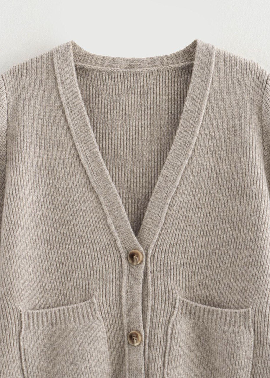 Heatherwood - Ribbed Knit V-Neck Cardigan
