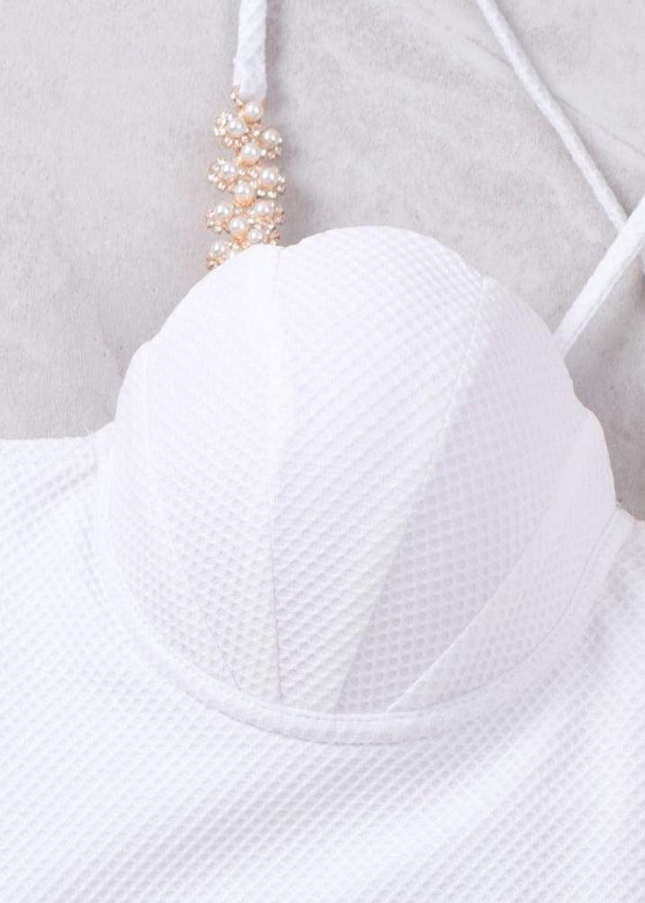 Del Mar High-Waisted Bikini Set with Pearl Strap Detail