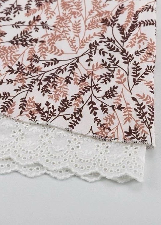 Willow Fern Dress – Puff Sleeve A-Line with Embroidered Hem