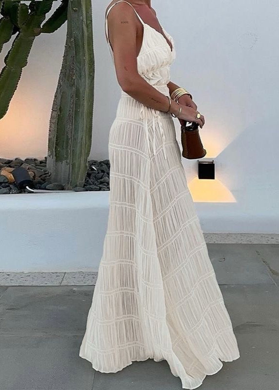 Serena - Pleated Spaghetti Strap Maxi Dress