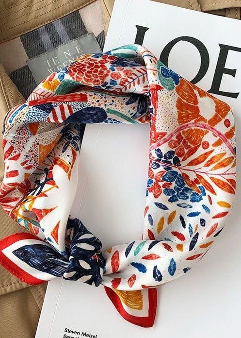 Colorburst Muse - Abstract Red Satin Square Scarf