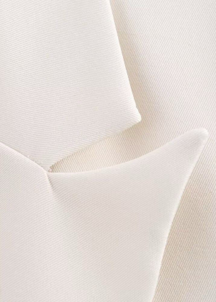 Sculpted Satin Blazer - White Tailored Jacket with Neck Sash