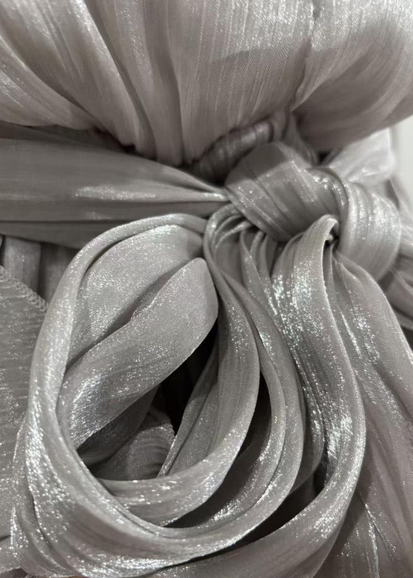 Seraphina Silver Gray Halter Ruffle Mini Dress