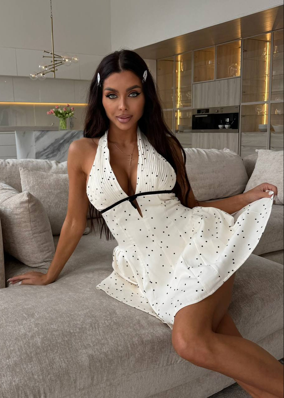 Monroe Polka Dot Halter Mini Dress