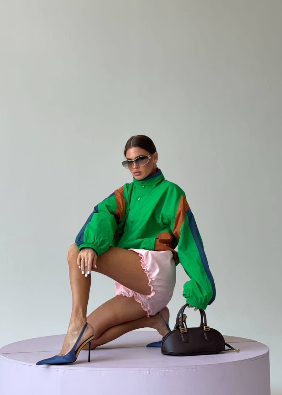 Harper Retro Colorblock Windbreaker Pullover