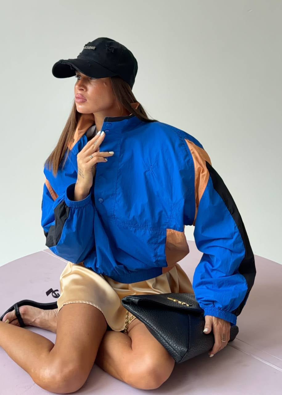 Harper Retro Colorblock Windbreaker Pullover
