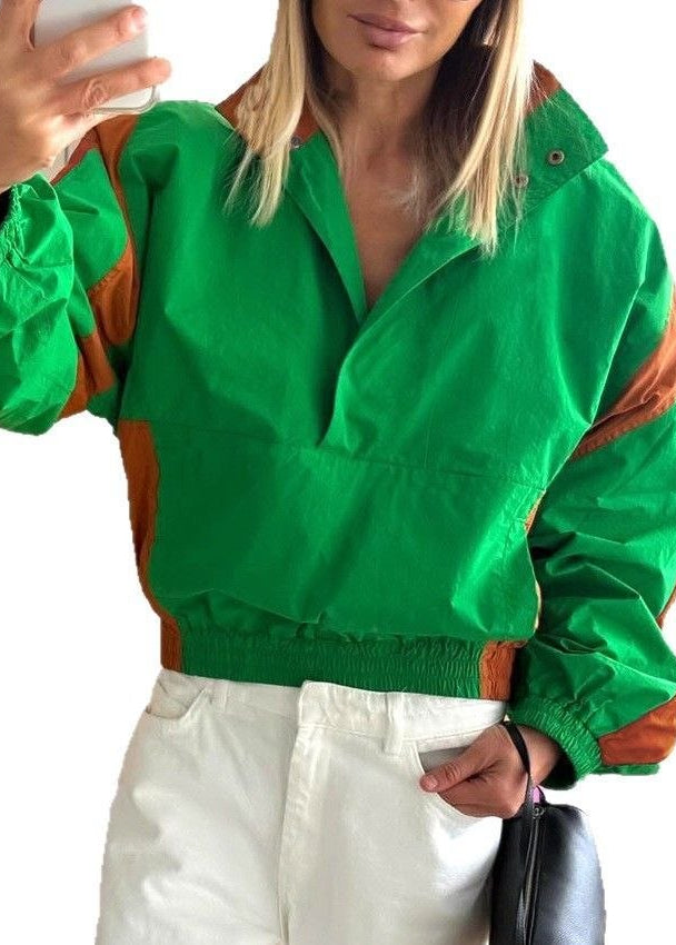 Harper Retro Colorblock Windbreaker Pullover