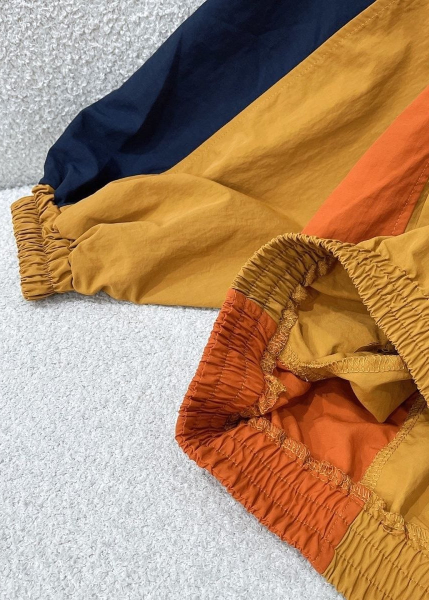 Oversized Sienna Colorblock Windbreaker Pullover with Snap Collar