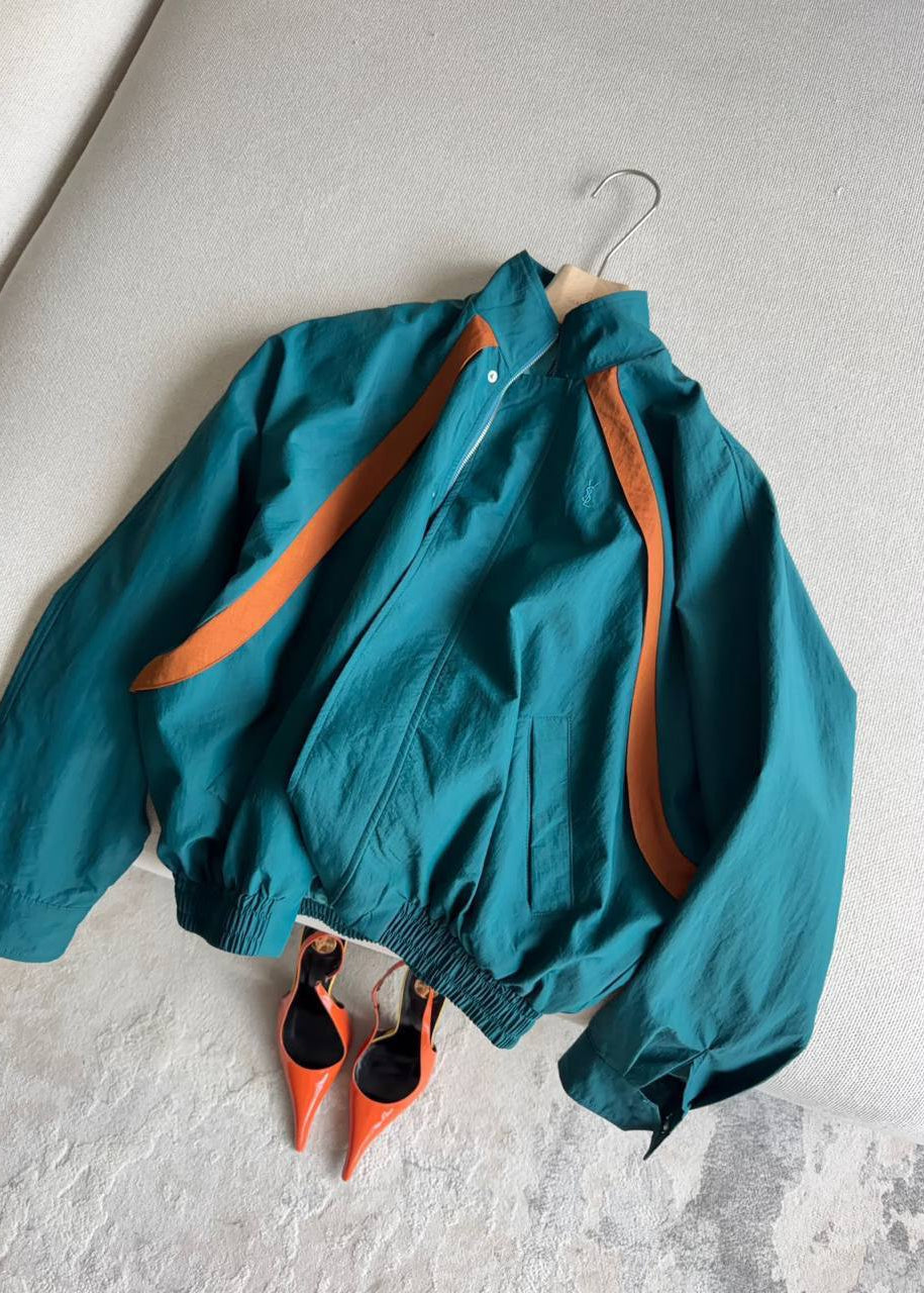 Sierra Retro Colorblock Cropped Windbreaker Jacket