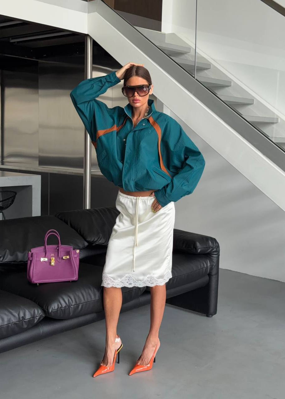 Sierra Retro Colorblock Cropped Windbreaker Jacket