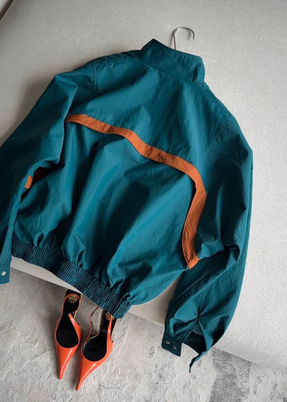 Sierra Retro Colorblock Cropped Windbreaker Jacket