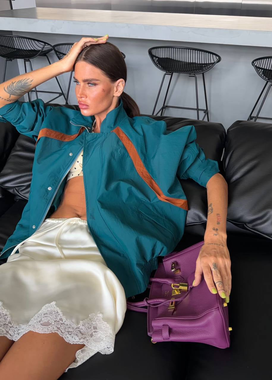Sierra Retro Colorblock Cropped Windbreaker Jacket