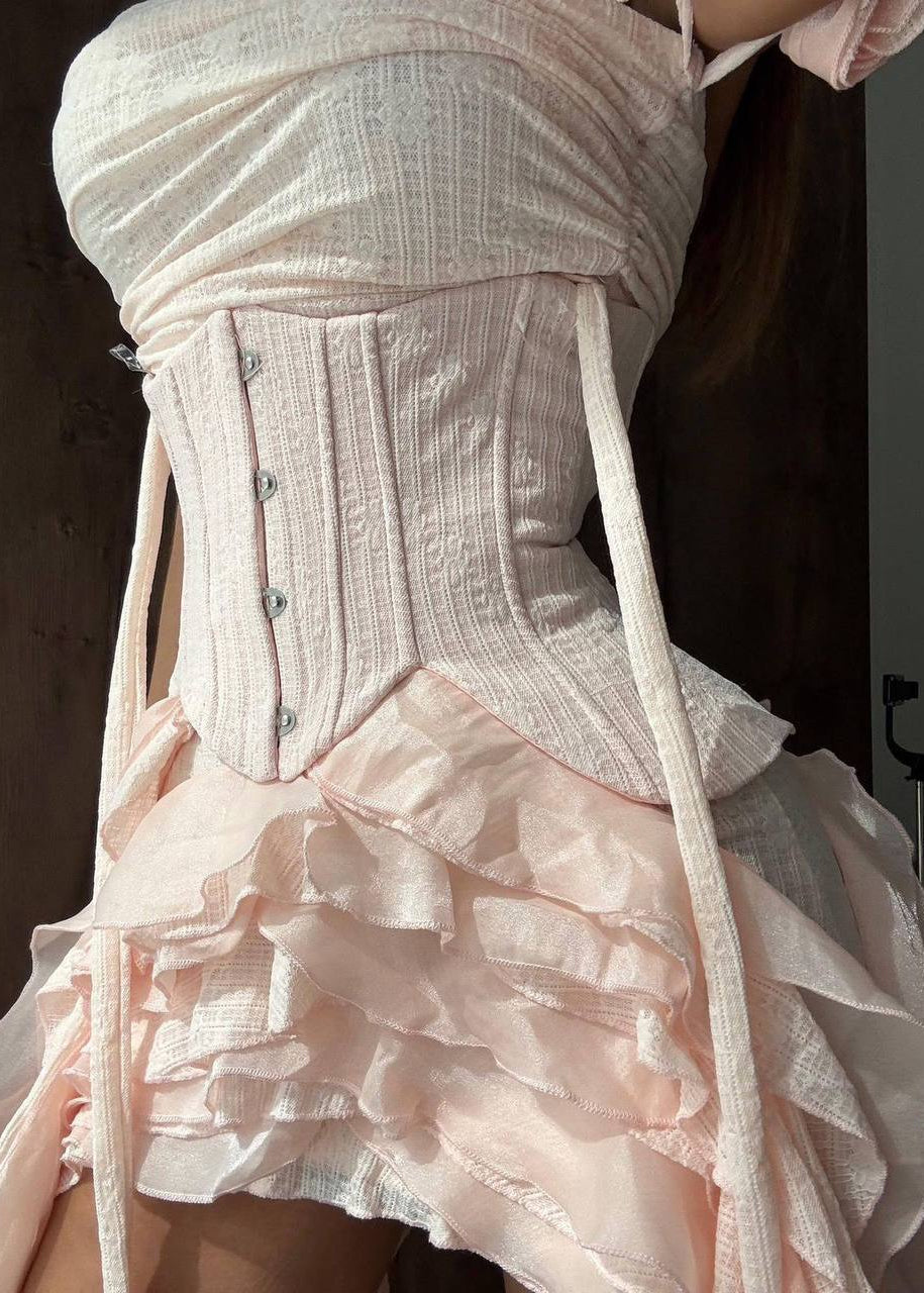Rosalie Ruffle Corset High-Low Maxi Dress
