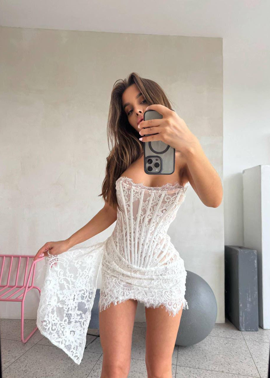 Midnight Muse Lace Corset Mini Dress