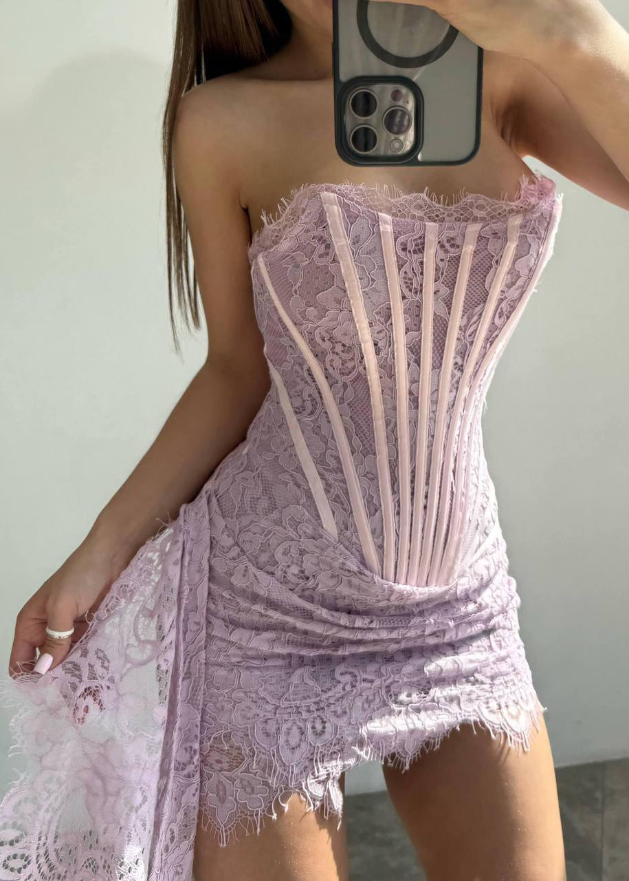 Midnight Muse Lace Corset Mini Dress