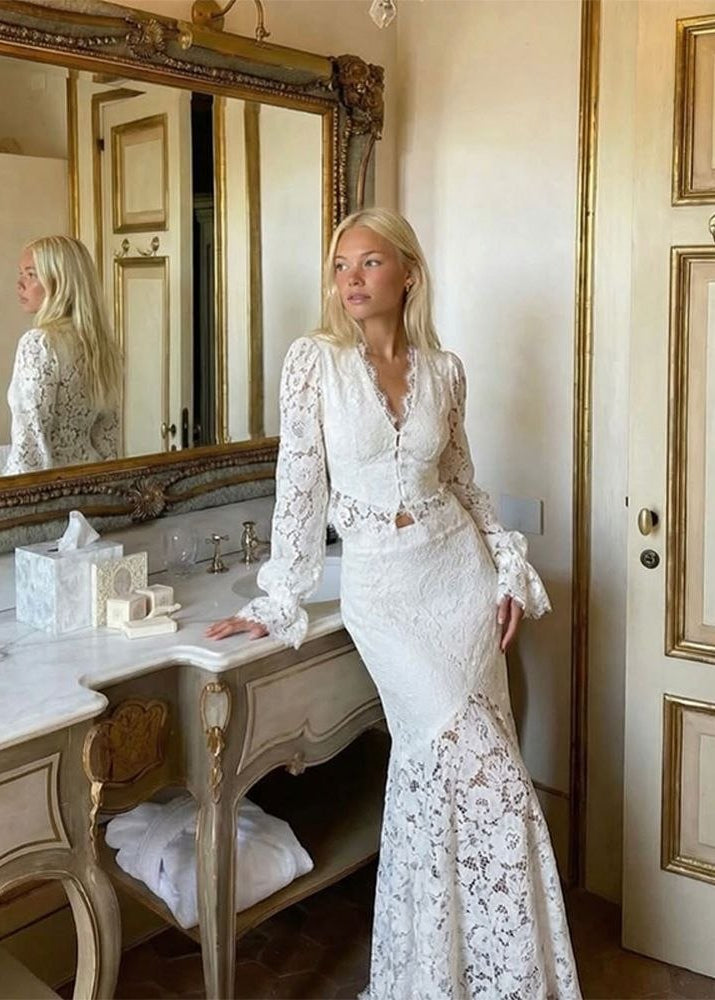 Celestine Lace Bridal Two-Piece Maxi Skirt Set
