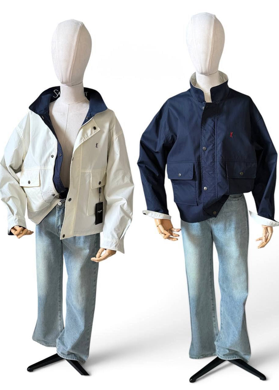 Reversible Oversized Cotton Canvas Utility Jacket